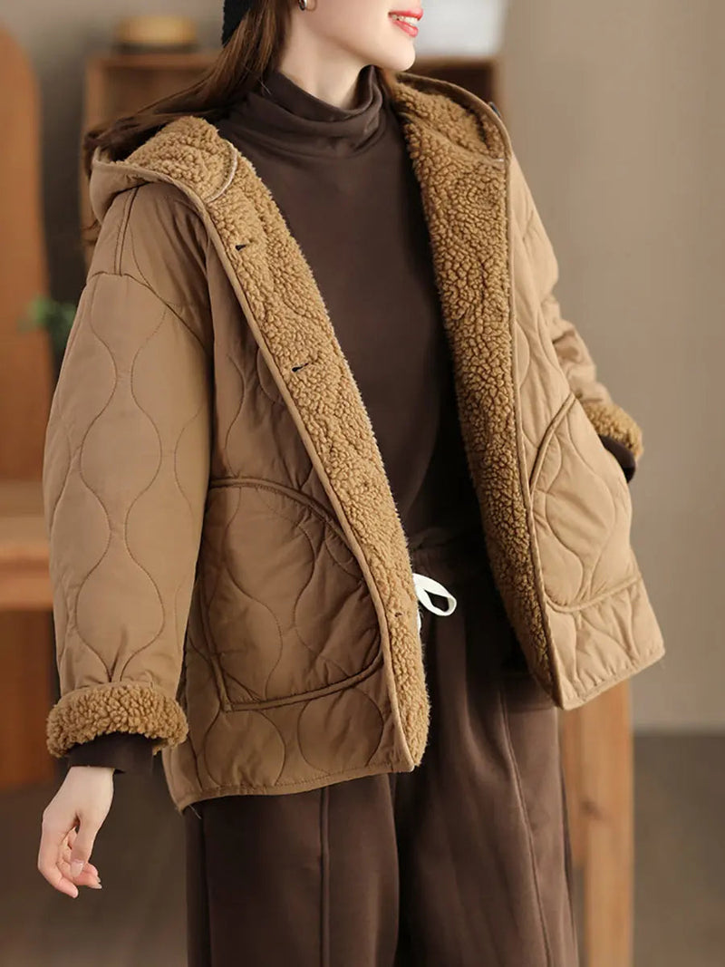 Fleece-lined Cotton Hooded Coat