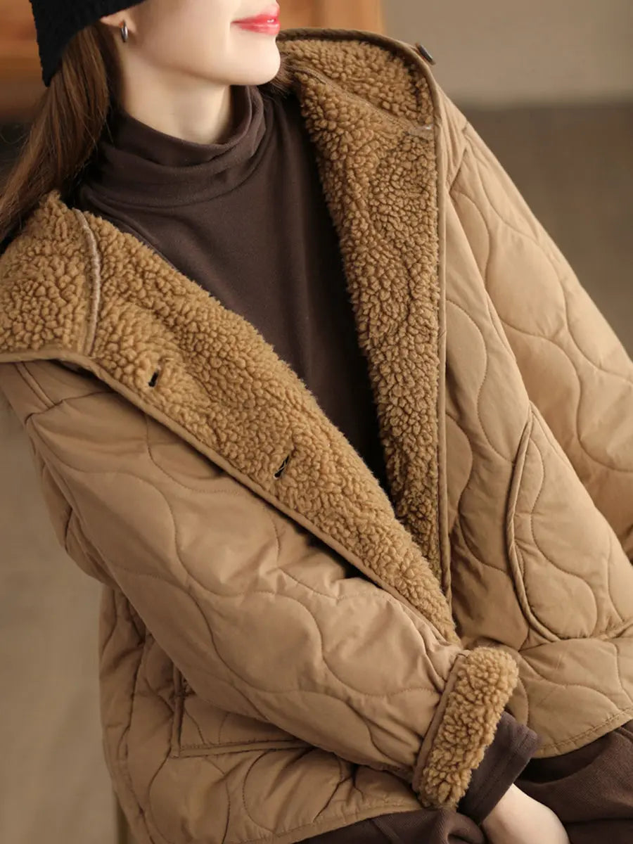 Fleece-lined Cotton Hooded Coat
