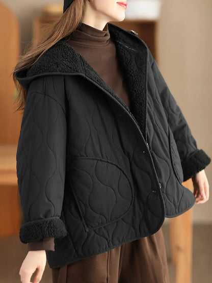 Fleece-lined Cotton Hooded Coat