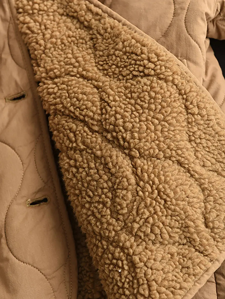 Fleece-lined Cotton Hooded Coat