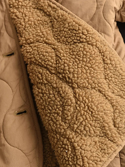 Fleece-lined Cotton Hooded Coat