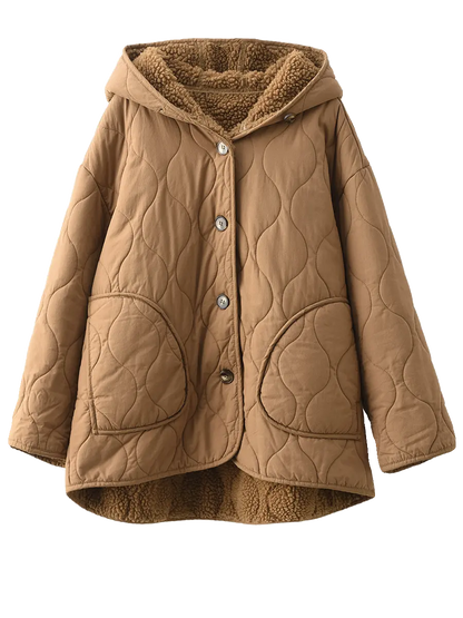 Fleece-lined Cotton Hooded Coat