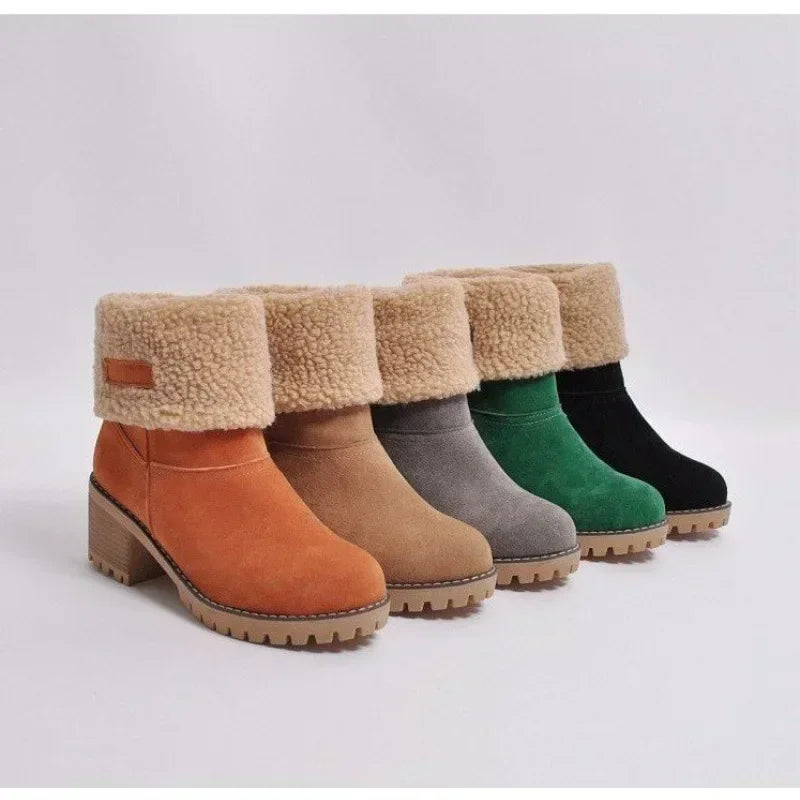 Winter Fur Warm Snow Boots Warm Wool Booties Ankle Boot Comfortable Shoes Mid Boots