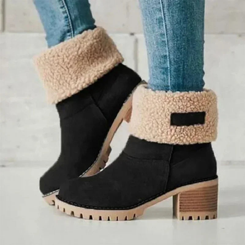 Winter Fur Warm Snow Boots Warm Wool Booties Ankle Boot Comfortable Shoes Mid Boots