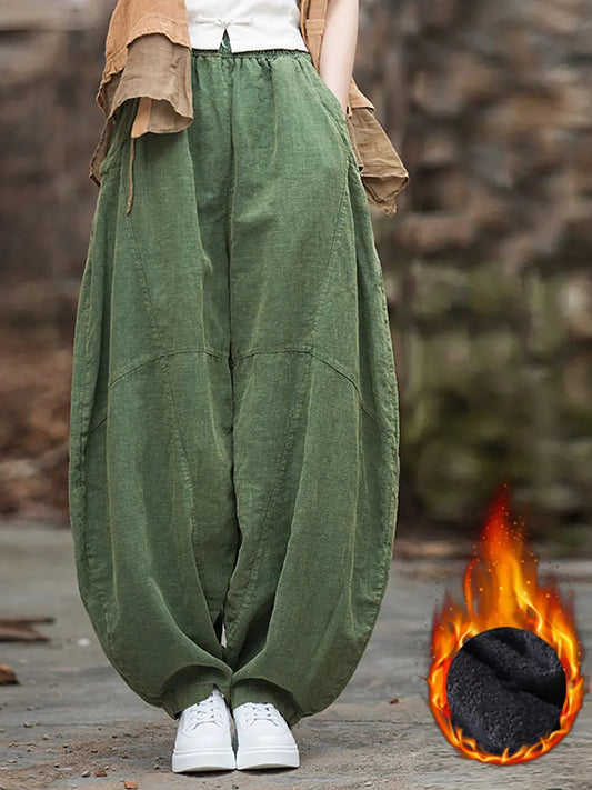 Fleece-lined Loose Harem Pants