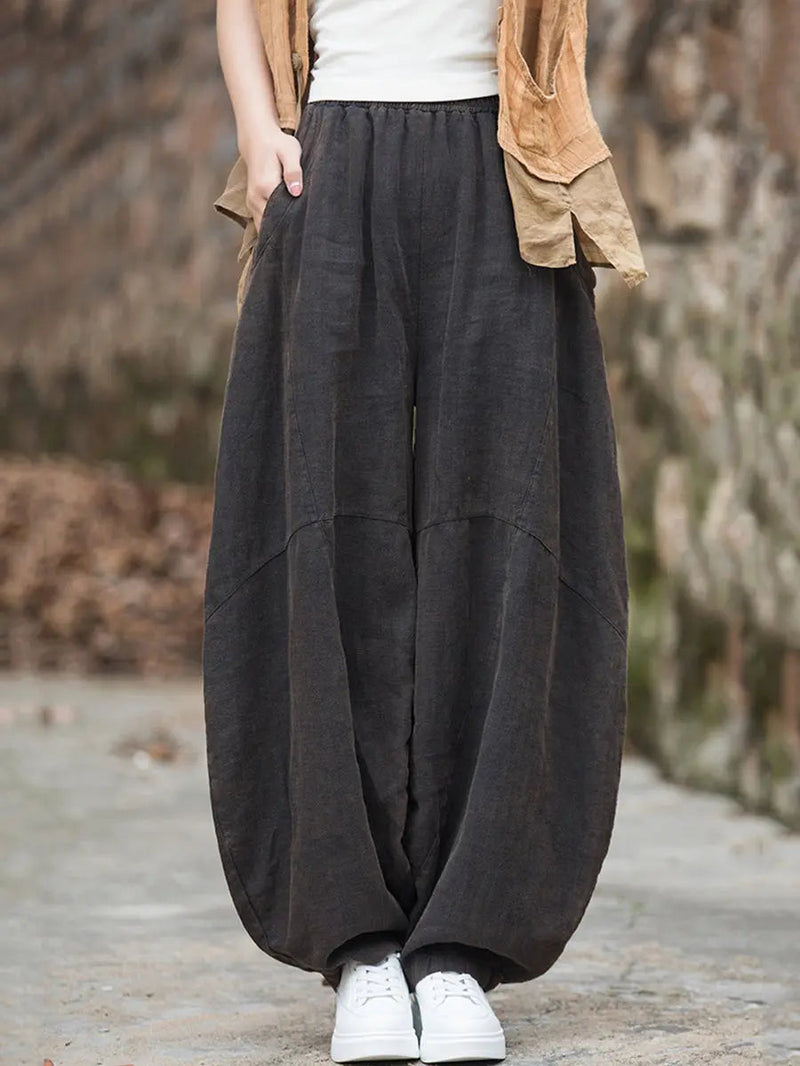 Fleece-lined Loose Harem Pants