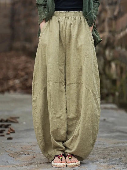 Fleece-lined Loose Harem Pants