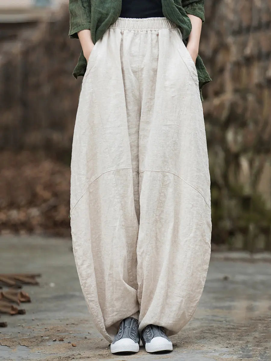 Fleece-lined Loose Harem Pants