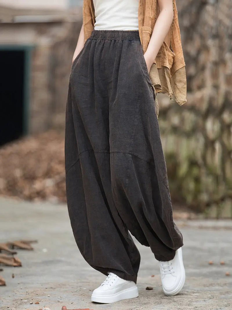 Fleece-lined Loose Harem Pants
