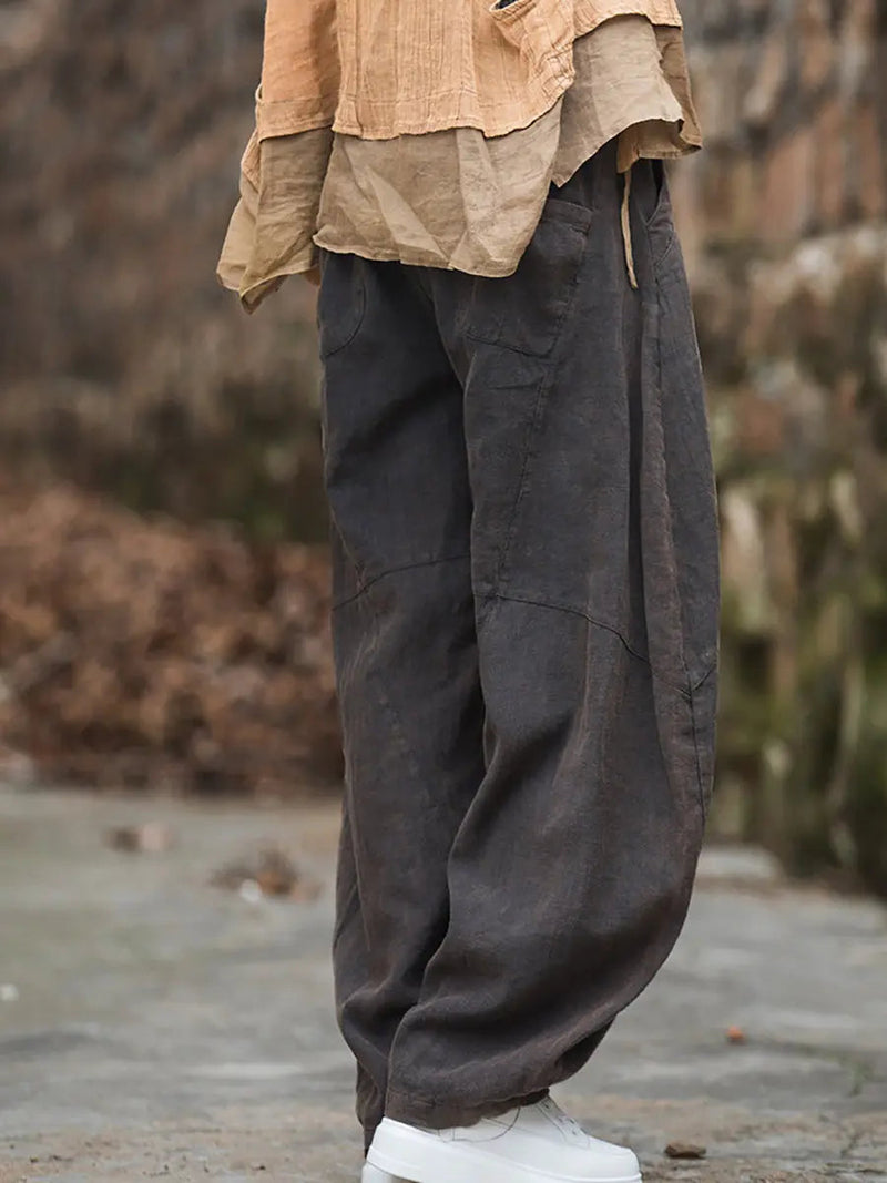Fleece-lined Loose Harem Pants