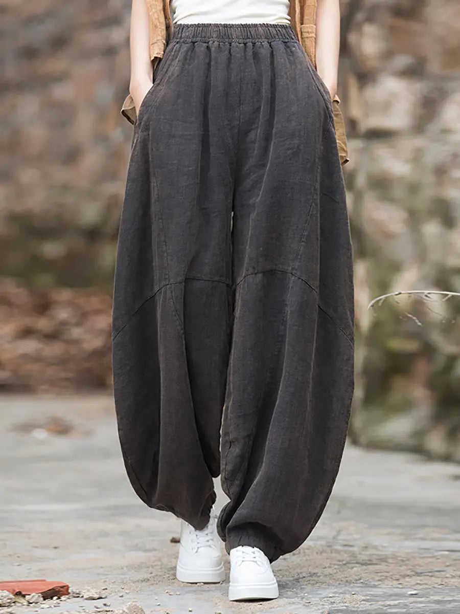 Fleece-lined Loose Harem Pants