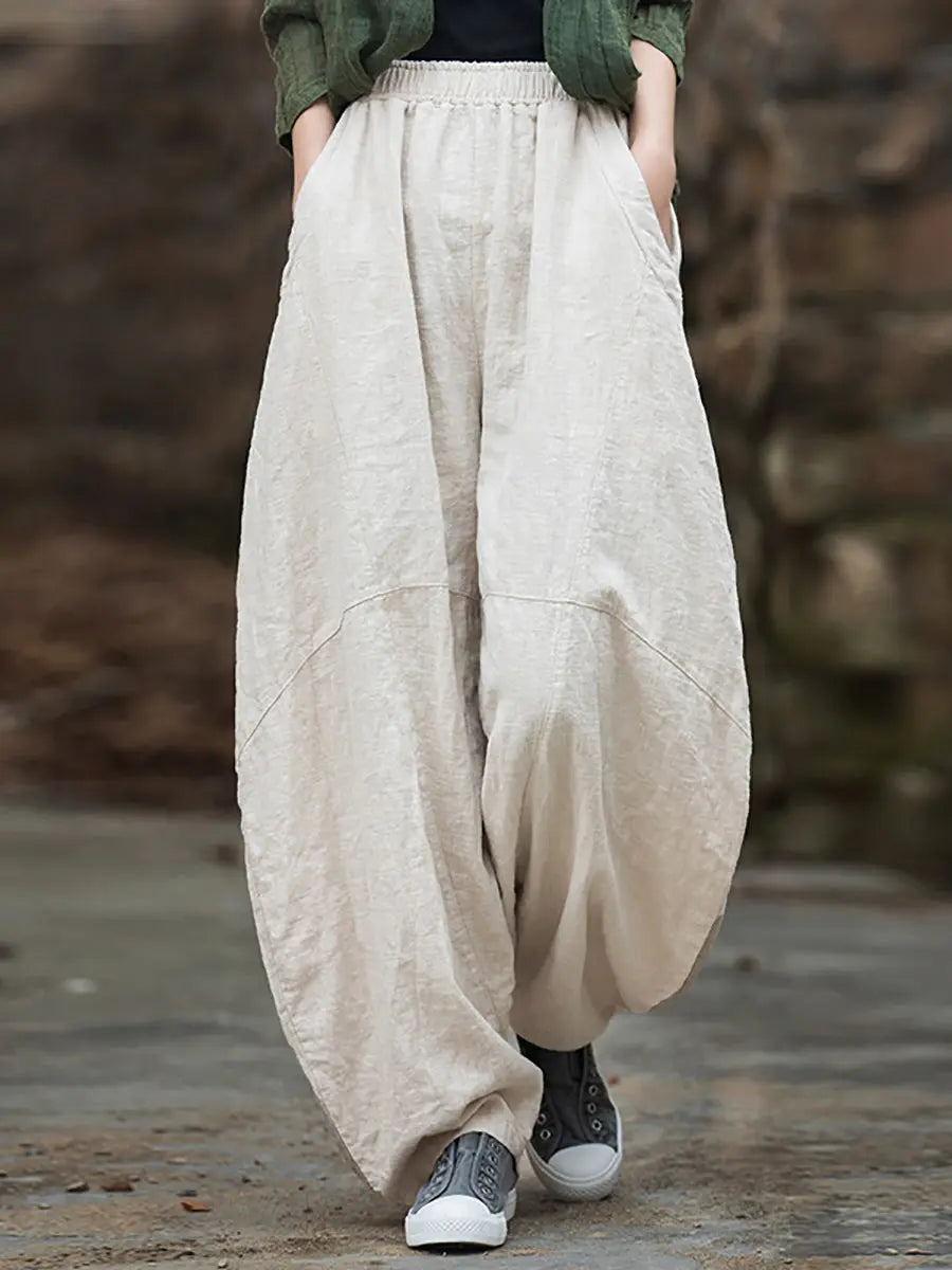 Fleece-lined Loose Harem Pants