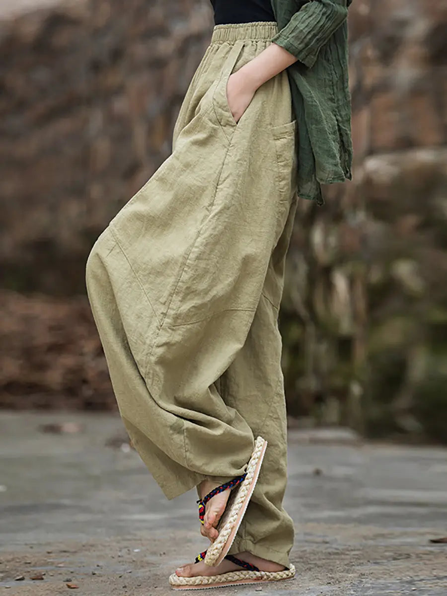 Fleece-lined Loose Harem Pants