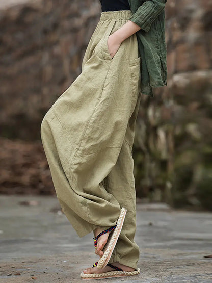 Fleece-lined Loose Harem Pants