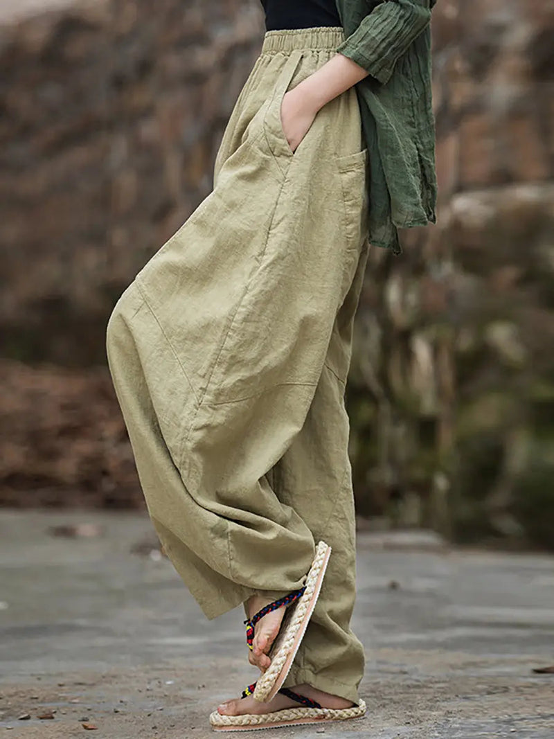 Fleece-lined Loose Harem Pants
