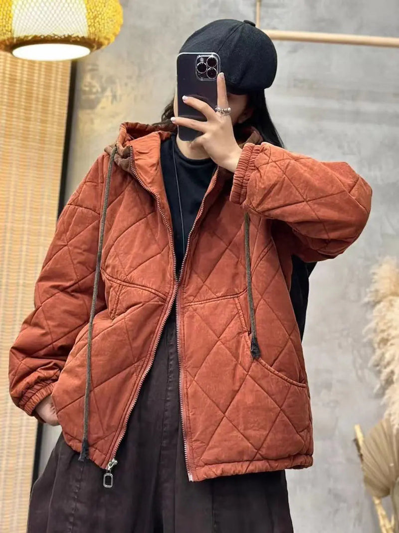 Colorblock Cotton Hooded Coat