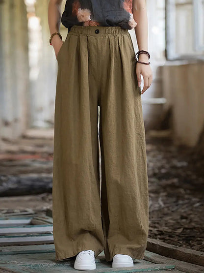 Fleece-lined Wide-leg Pants