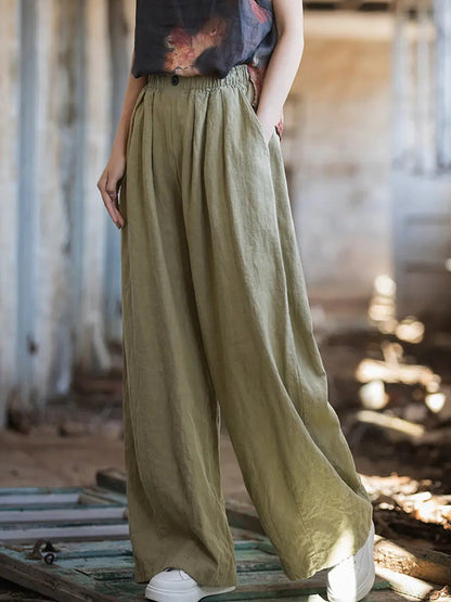 Fleece-lined Wide-leg Pants