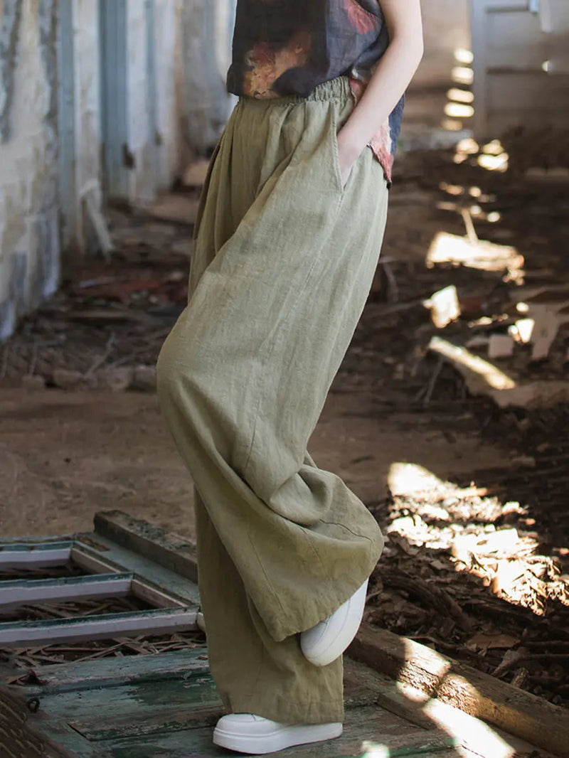 Fleece-lined Wide-leg Pants