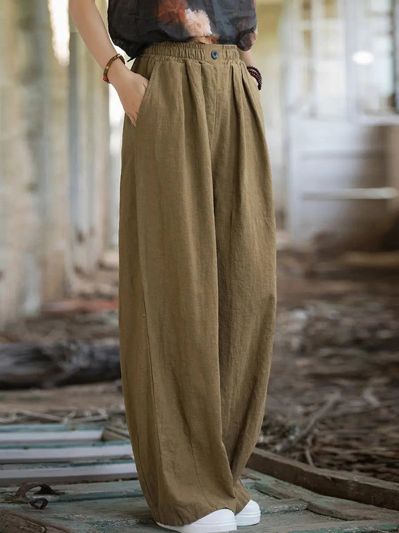 Fleece-lined Wide-leg Pants