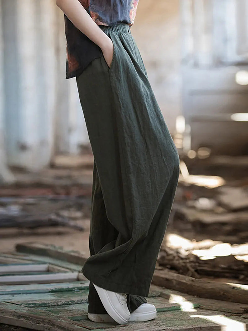 Fleece-lined Wide-leg Pants