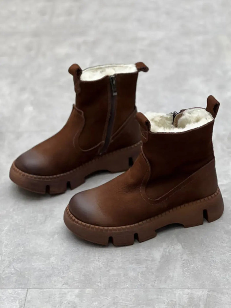 Leather Fleece-lined Ankle Boots