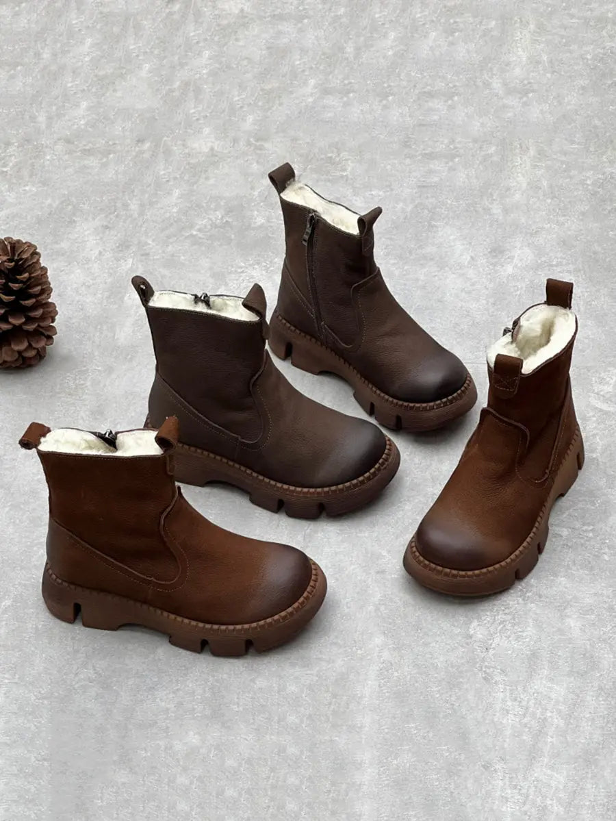 Leather Fleece-lined Ankle Boots