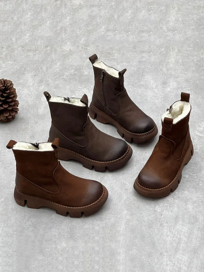 Leather Fleece-lined Ankle Boots