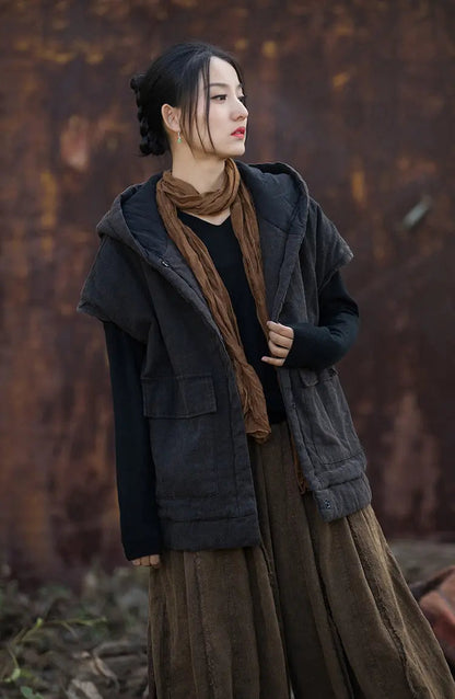 Padded Hooded Vest Coat