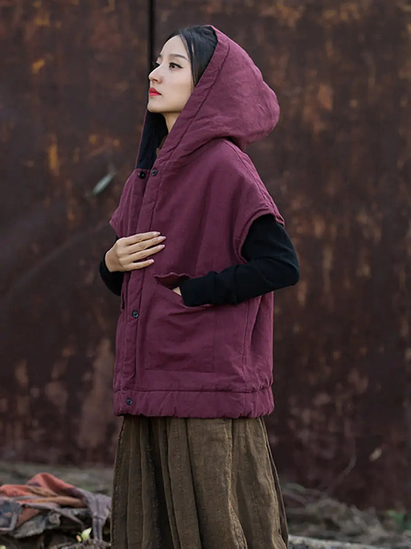 Padded Hooded Vest Coat