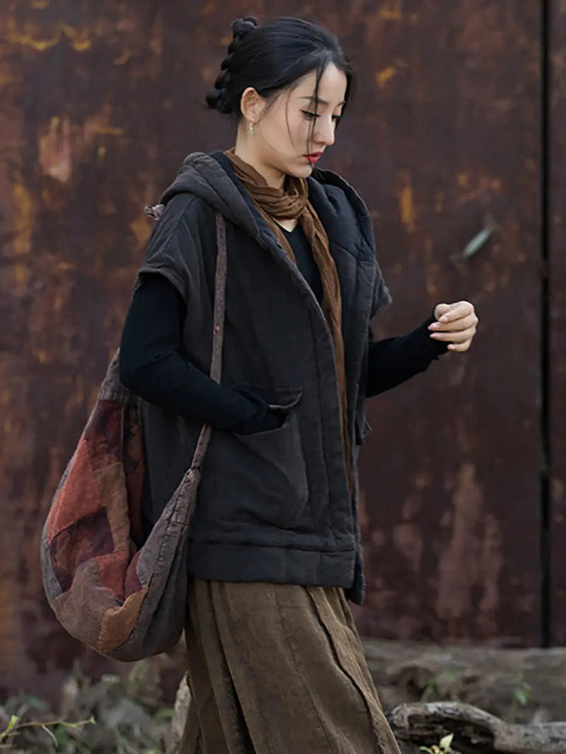 Padded Hooded Vest Coat