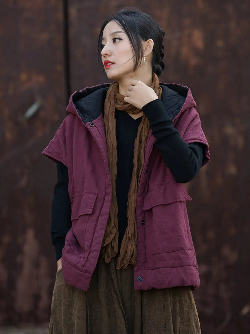 Padded Hooded Vest Coat