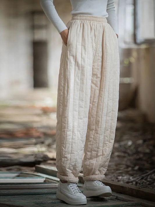 Stitching Padded Harem Pants
