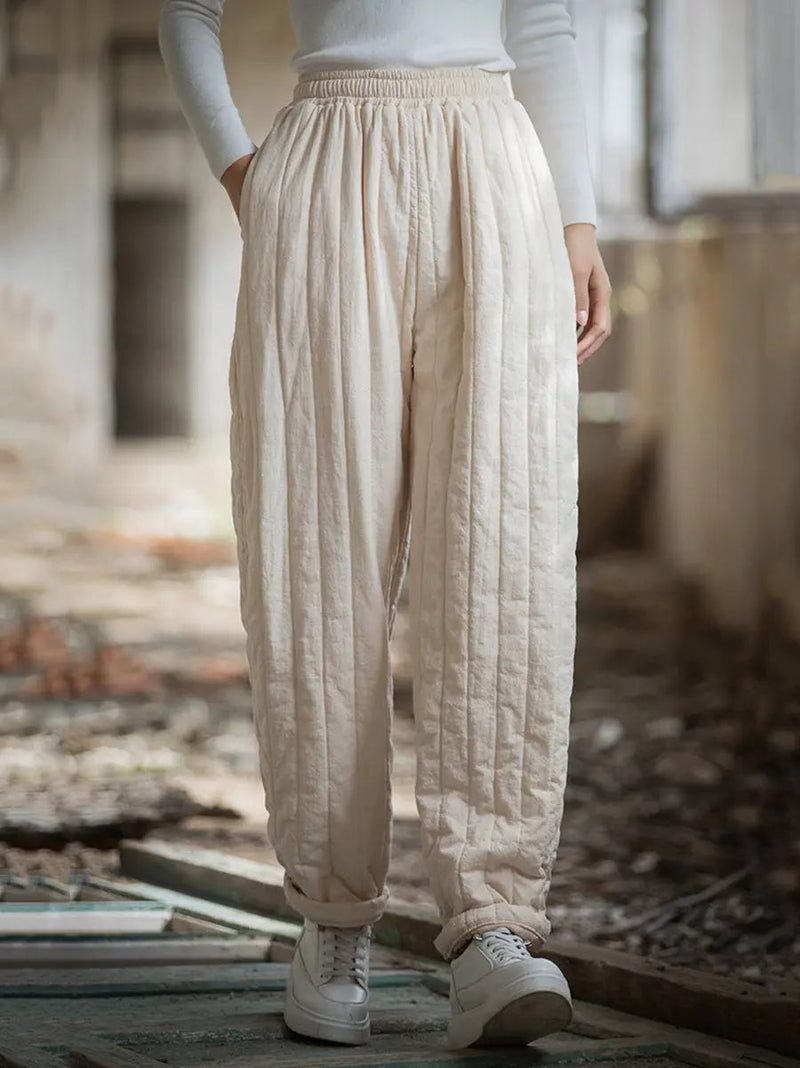 Stitching Padded Harem Pants