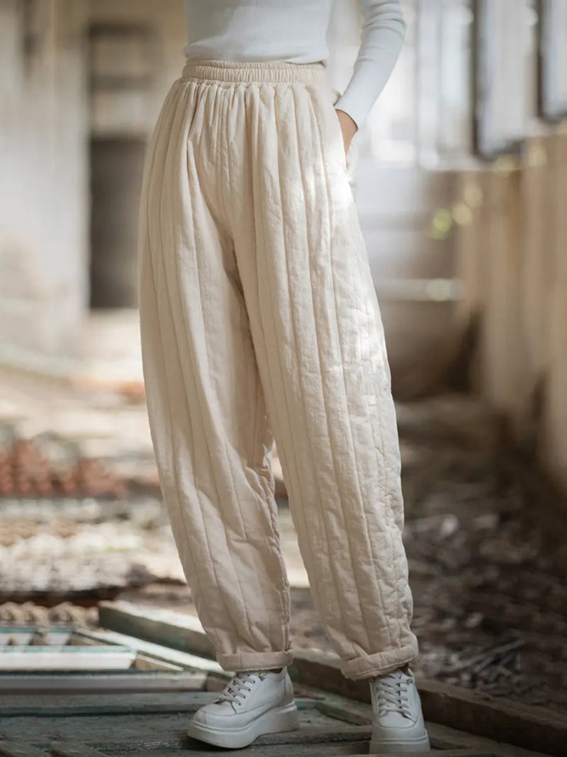 Stitching Padded Harem Pants