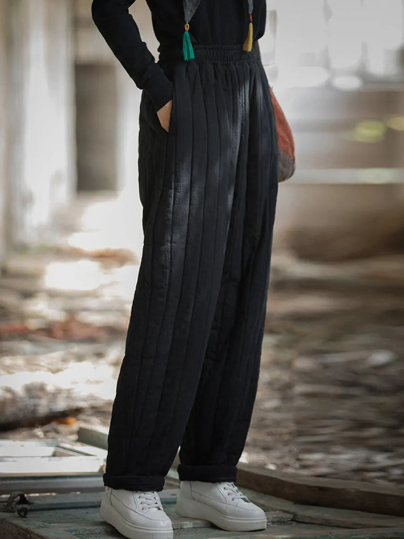 Stitching Padded Harem Pants