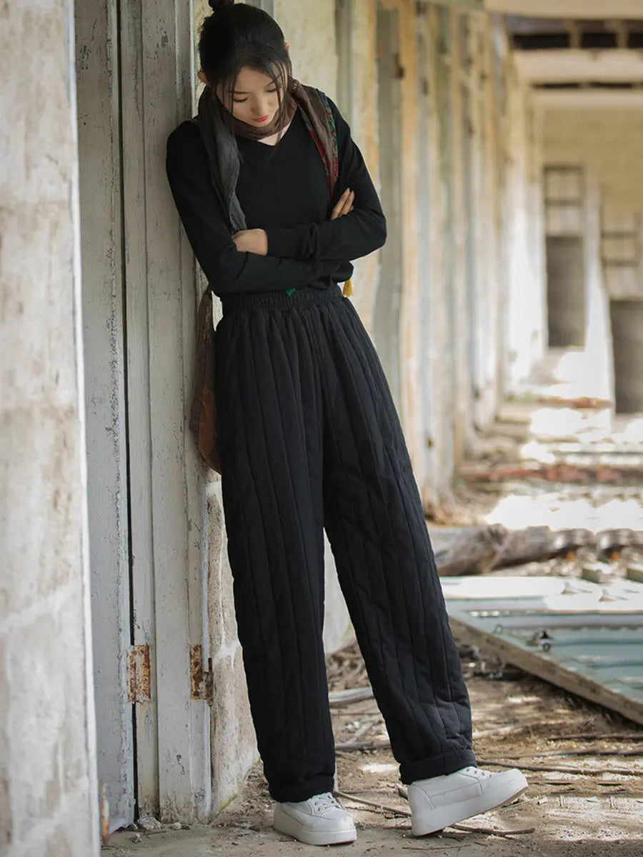 Stitching Padded Harem Pants