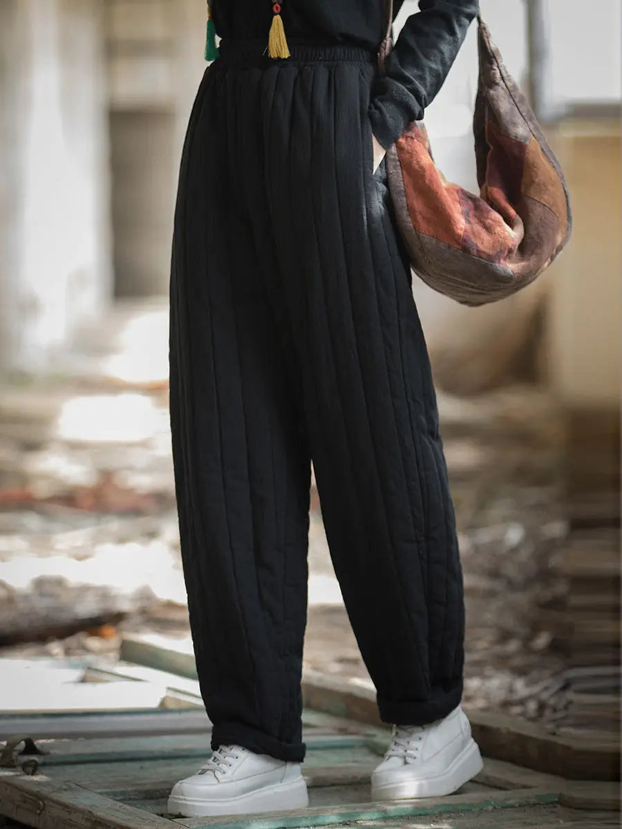Stitching Padded Harem Pants