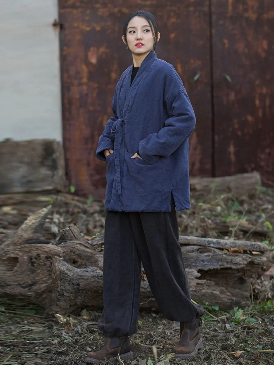 Drawstring Cotton Padded Coat