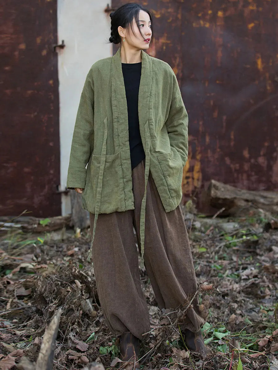 Drawstring Cotton Padded Coat
