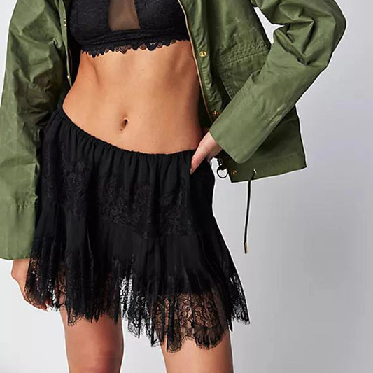 Lace Tiered Slip Skirt