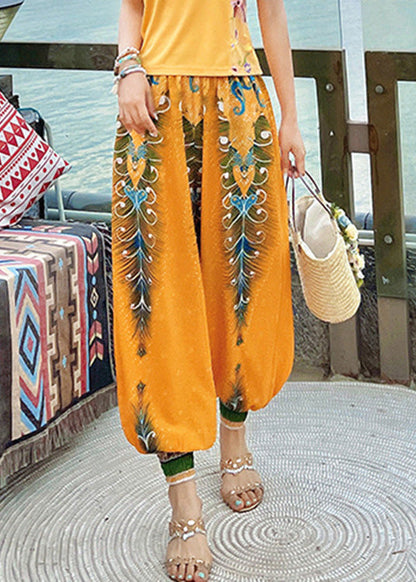 Yellow High Waist Print Lantern Pants Spring Ly0191