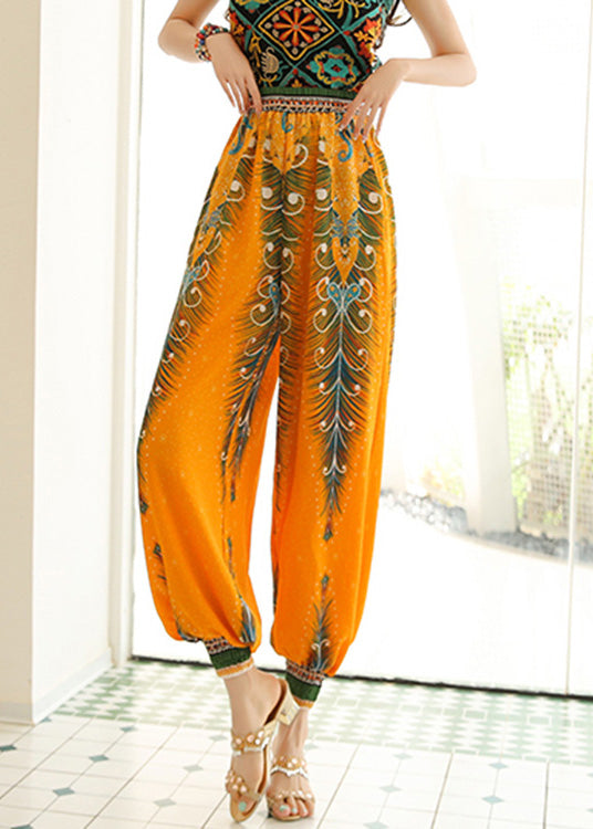 Yellow High Waist Print Lantern Pants Spring Ly0191