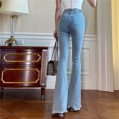 High Waist Slim Flare Jeans High Street Stretchable Boot Cut Denim Pants