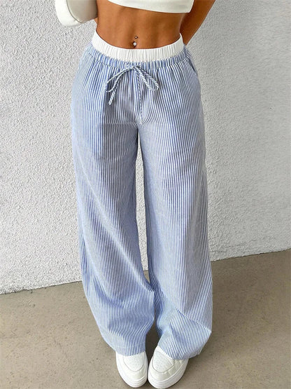 Leopard Drawstring Elastic Waist Loose Winter Pant