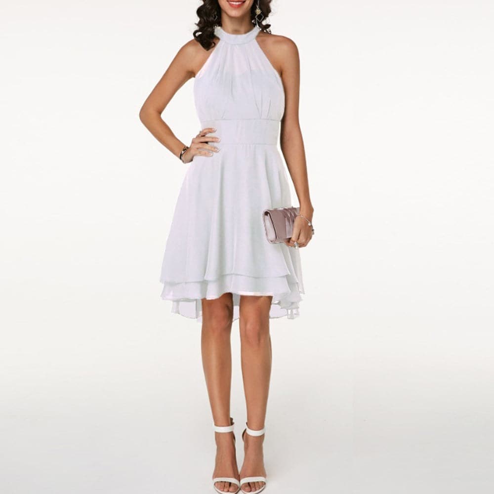 Dress Halter Sleeveless Cropped Layered Midi Dress
