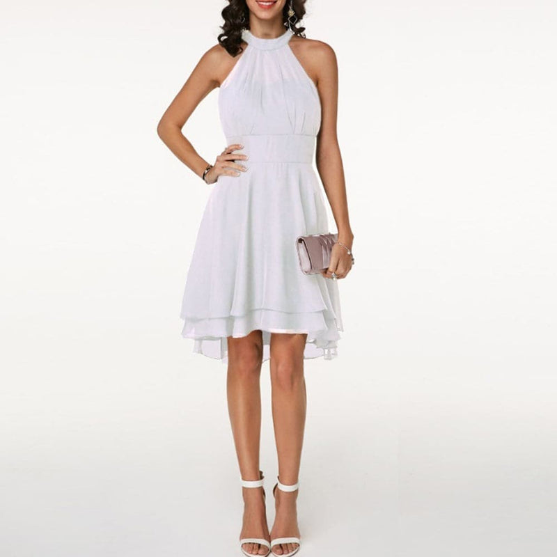 Dress Halter Sleeveless Cropped Layered Midi Dress