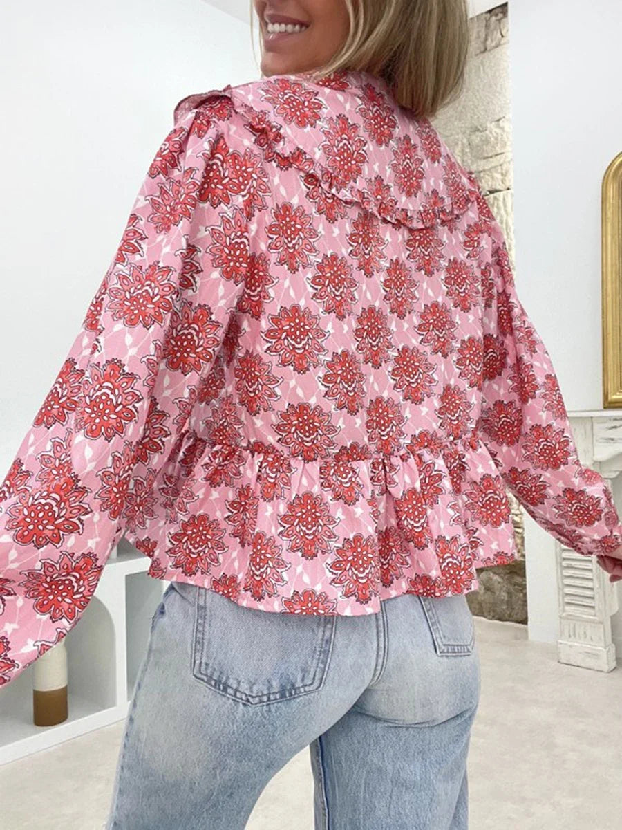 Doll Collar Tie-up Blouse