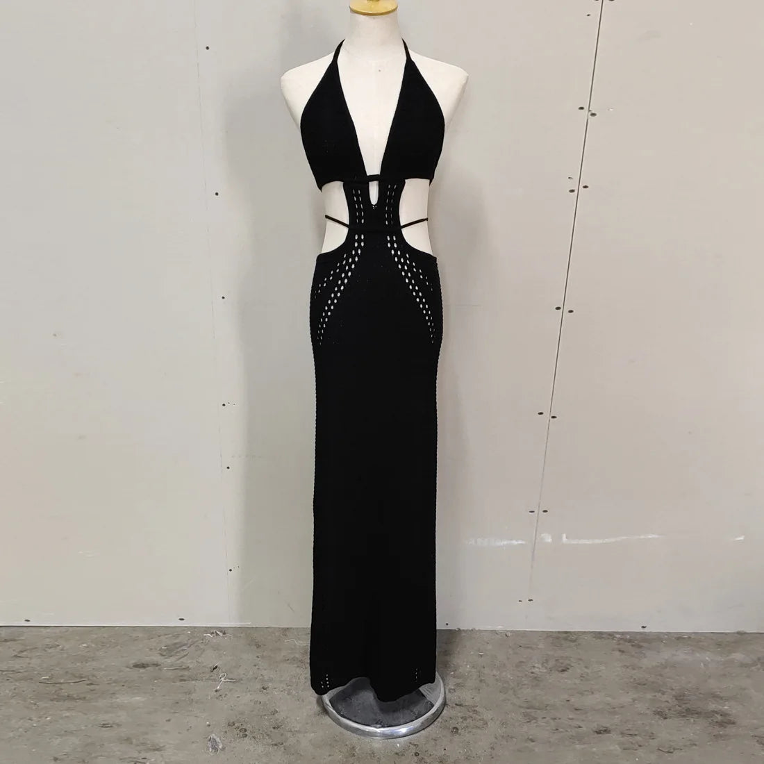 Hip Wrap Pure Hollow Slim Midi Dresses