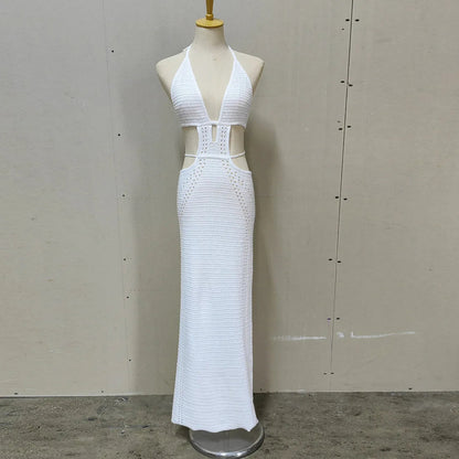Hip Wrap Pure Hollow Slim Midi Dresses